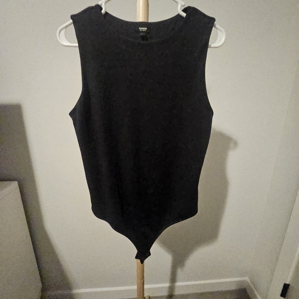 Express Black Tank Bodysuit, Large - Picture 2 of 4